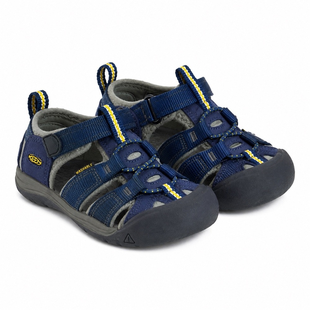 KEEN Newport H2 Toddler 7 Navy Blue Yellow Closed Toe Water Hiking Sandals